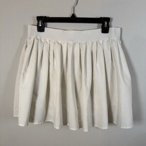 If It Were Me Sz XL White Polyester Blend Women's Pleated Skirt Stretch